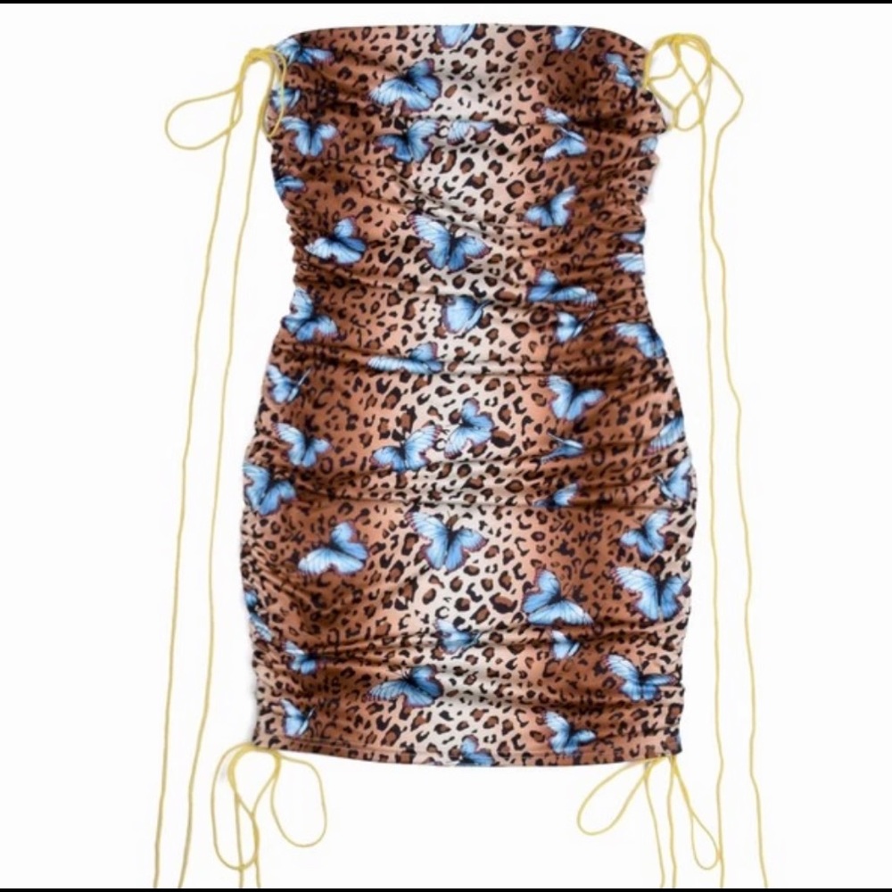 “jhene” Butterfly Ruche Dress SZ MED